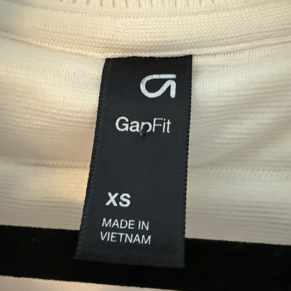Women’s Gap Fit XS Off White Quilted Quarter Zip Pullover Jacket - Picture 2 of 4